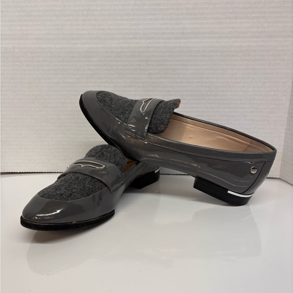 Calvin Klein Gray Loafers with Textured Finish and Decorative Strap